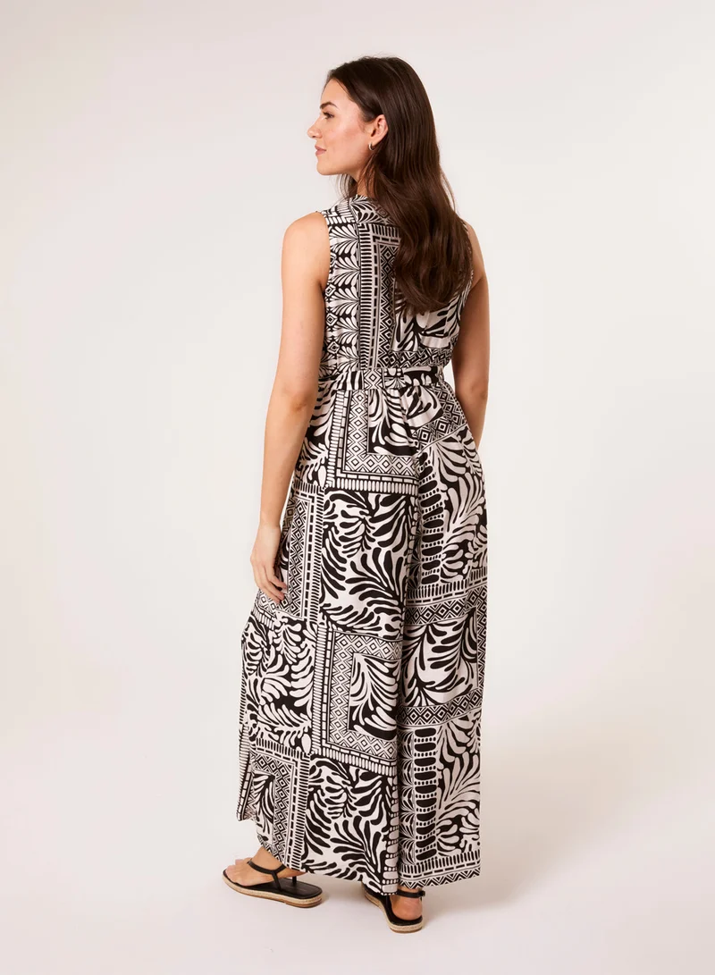 Blue Vanilla  Sleeveless Leaf Print Jumpsuit for Women | Best Price UAE